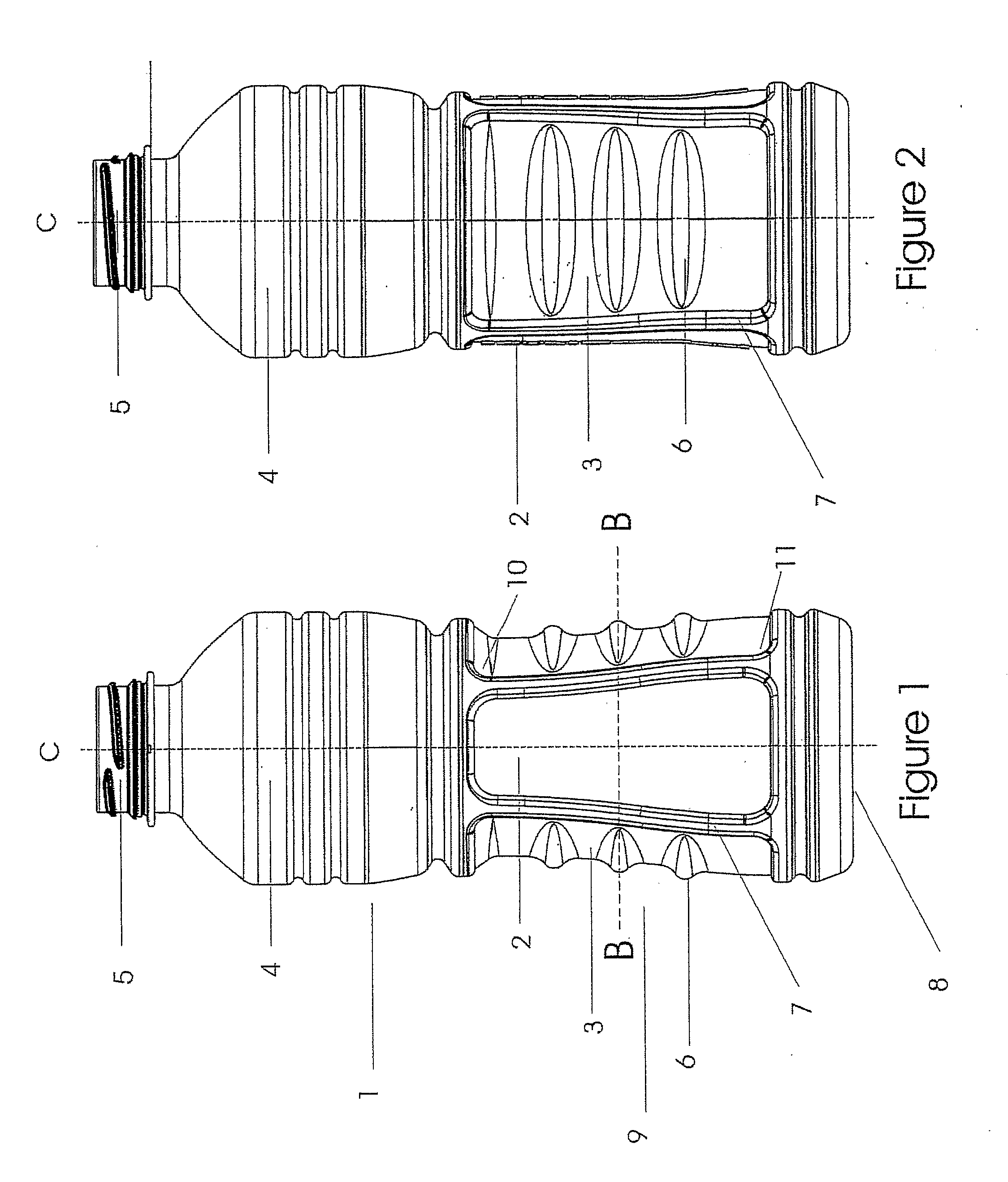 Pressure container with differential vacuum panels