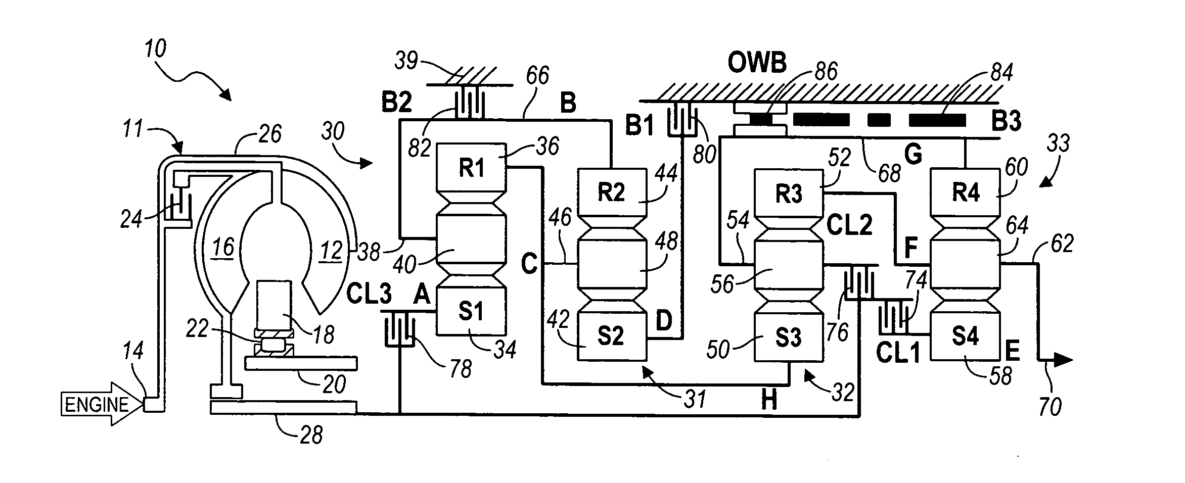 Multiple speed automatic transmission