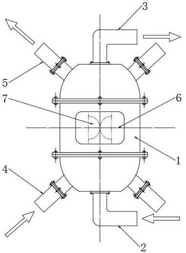 Double-medium rotary treatment device for organic waste gas purification