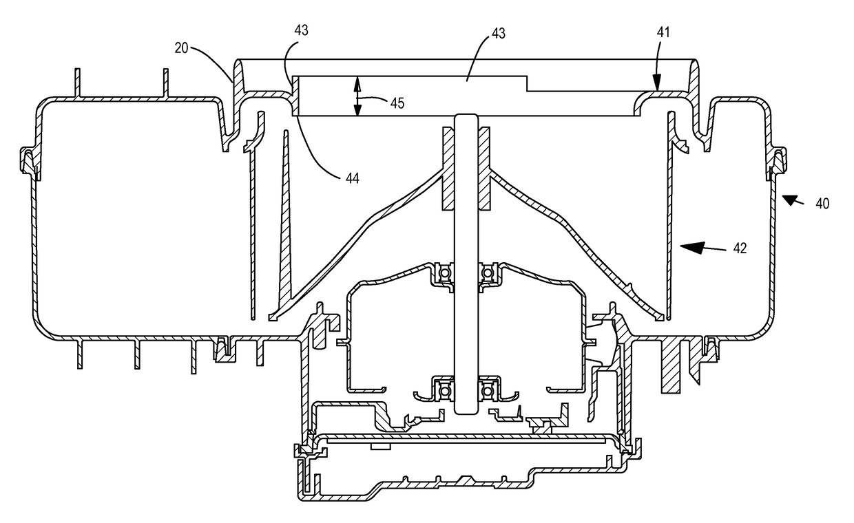 Suppression of blade passing frequency tone in automotive air handling system