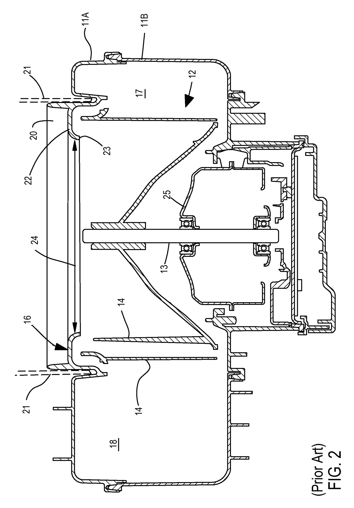 Suppression of blade passing frequency tone in automotive air handling system