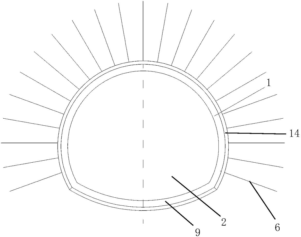 Construction method of demolition and safety force transfer for tunnel initial support deformation clearance interfering section