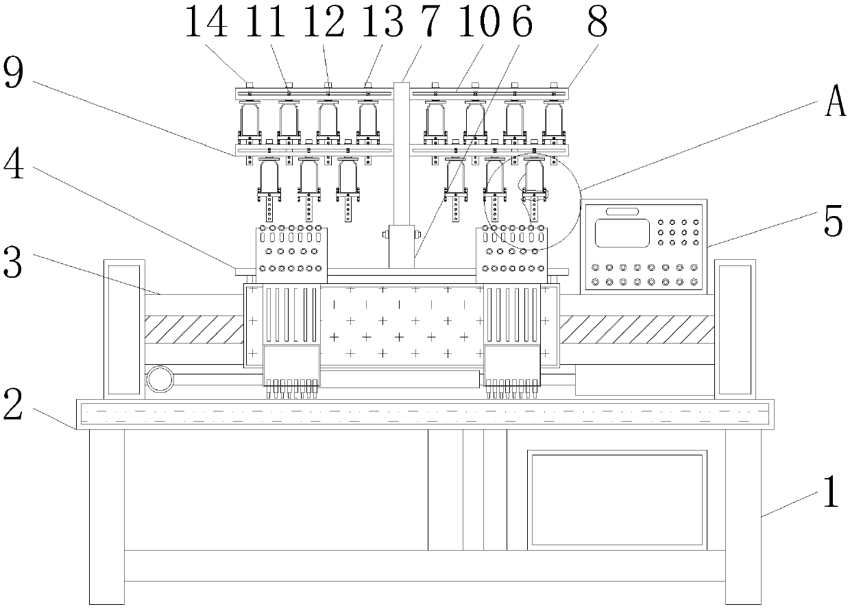 Anti-winding multihead conveniently-adjusted embroidery machine