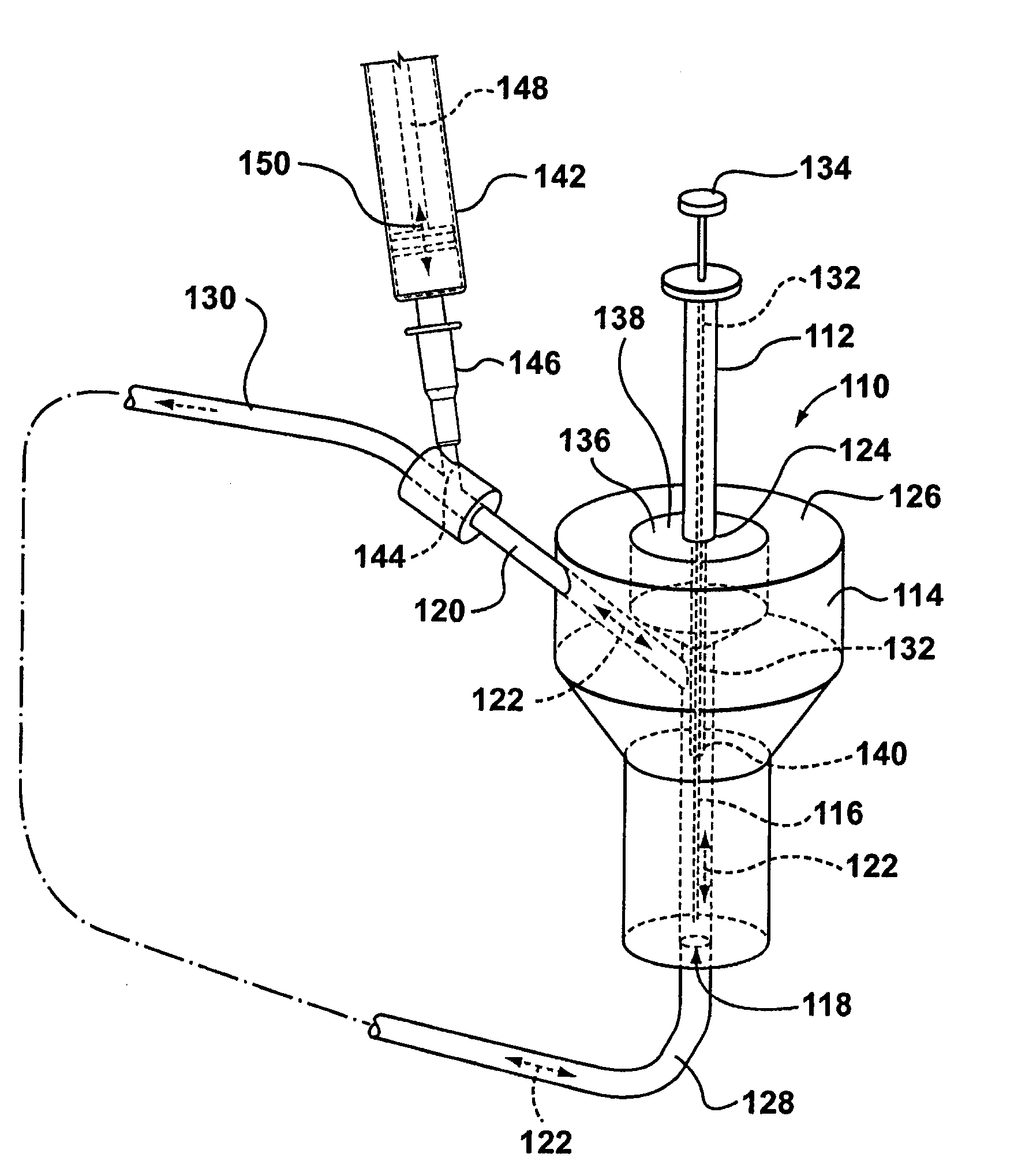 Method and device to extract components contained in a fluid