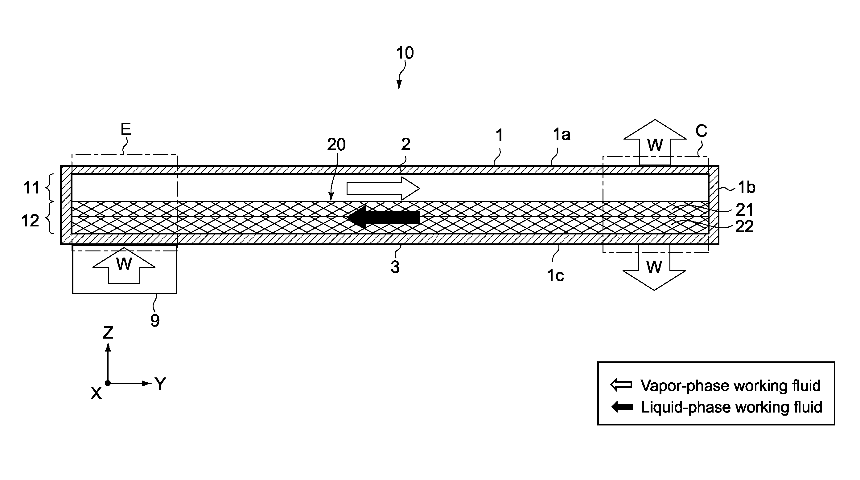 Heat-transporting device, electronic apparatus, and method of producing a heat-transporting device