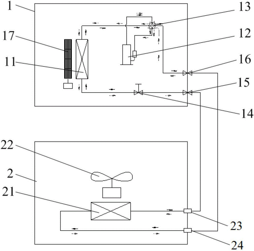 Floor-type split air conditioner, refrigerant recovering method and device