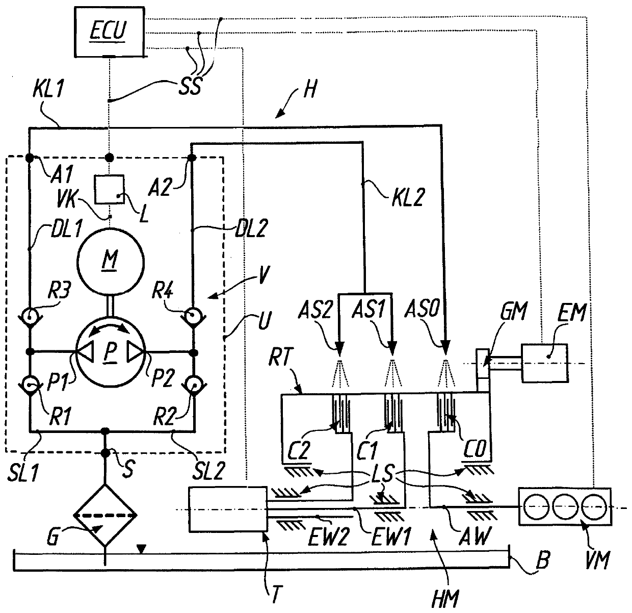 Hydraulic device for cooling at least two wet-running clutches in motor vehicle