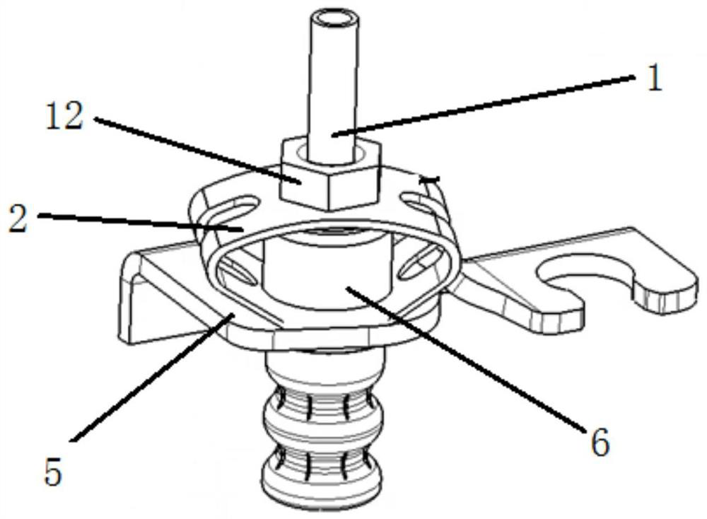 A brake pipeline connection and fixing structure