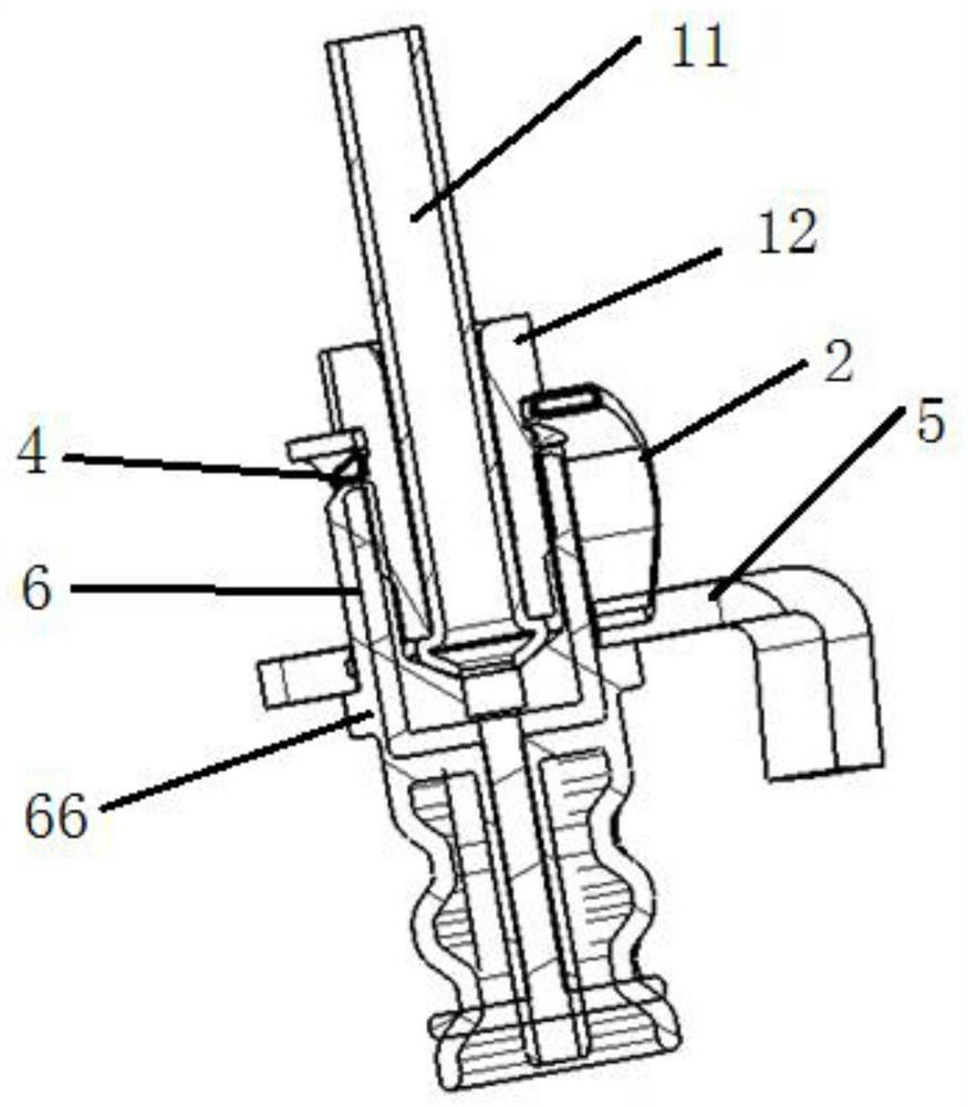 A brake pipeline connection and fixing structure