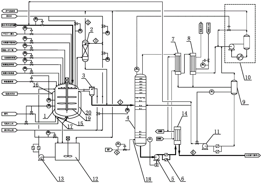 Acrylonitrile polymer aqueous phase suspension production system and method for PNA carbon fiber precursor