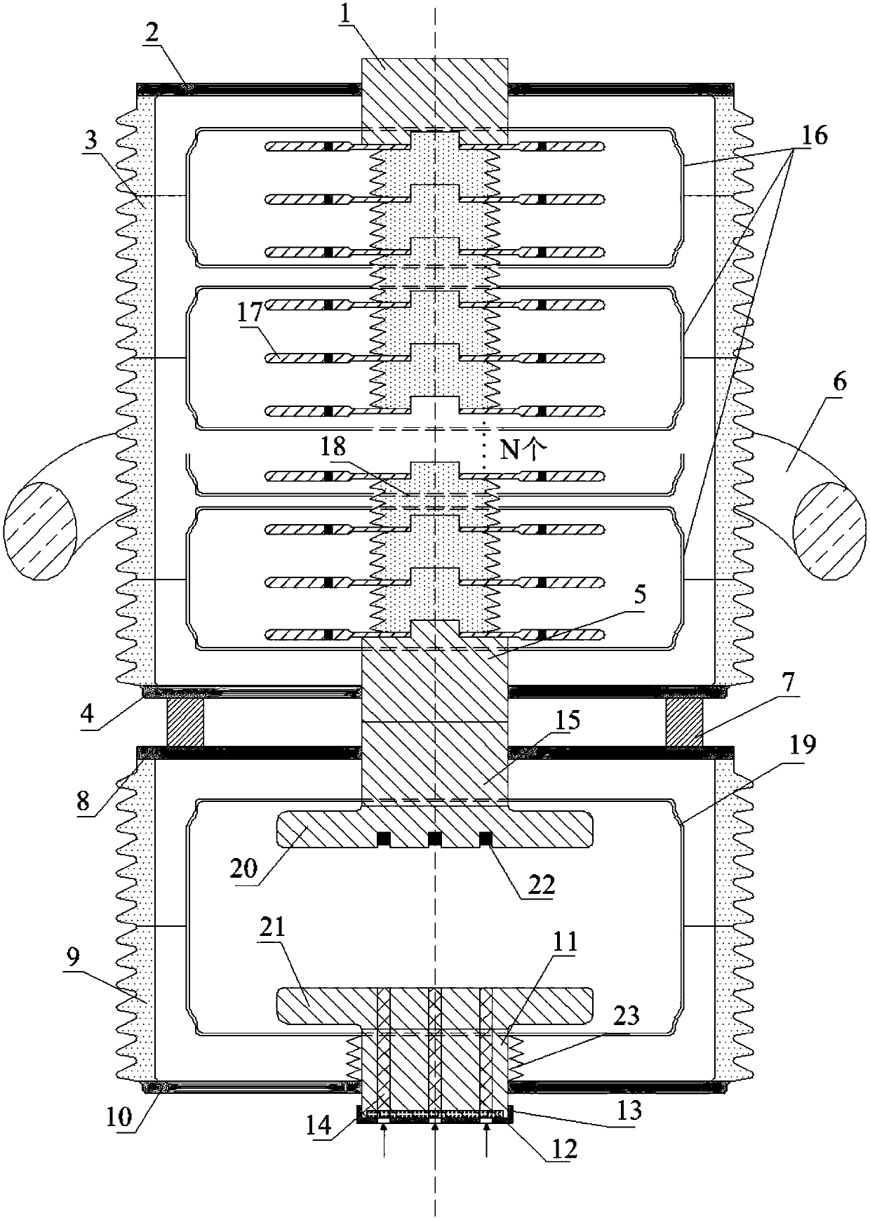 Laser triggered multistage vacuum switch