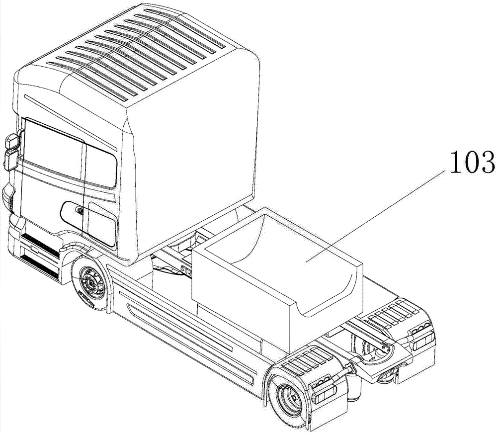 A gooseneck module device of a variable module clutch type semi-trailer
