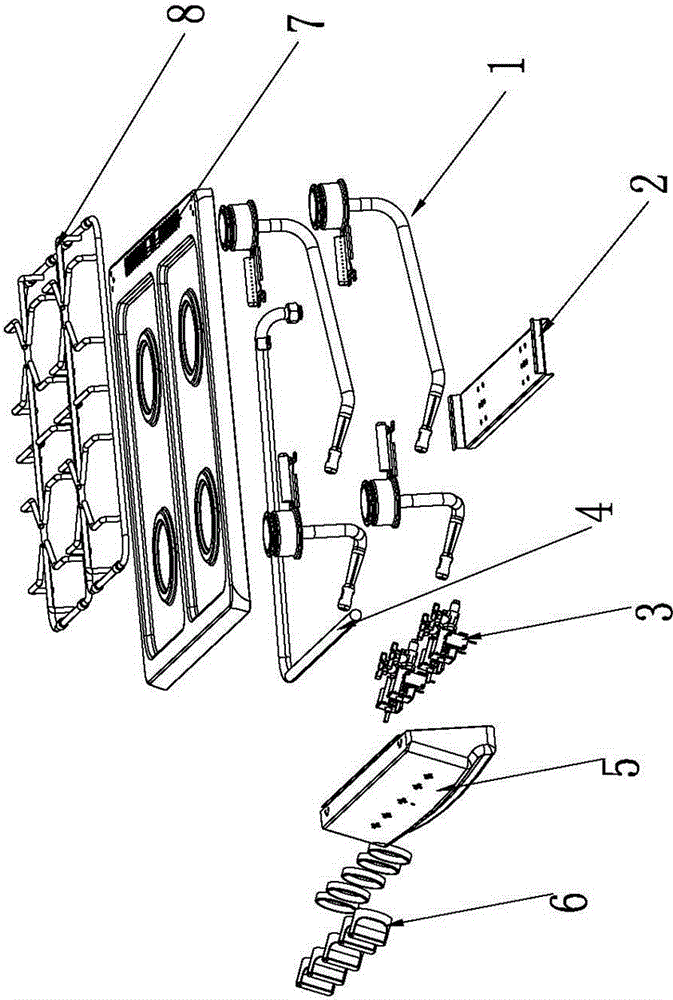 Gas stove burner and cooking bench assembly