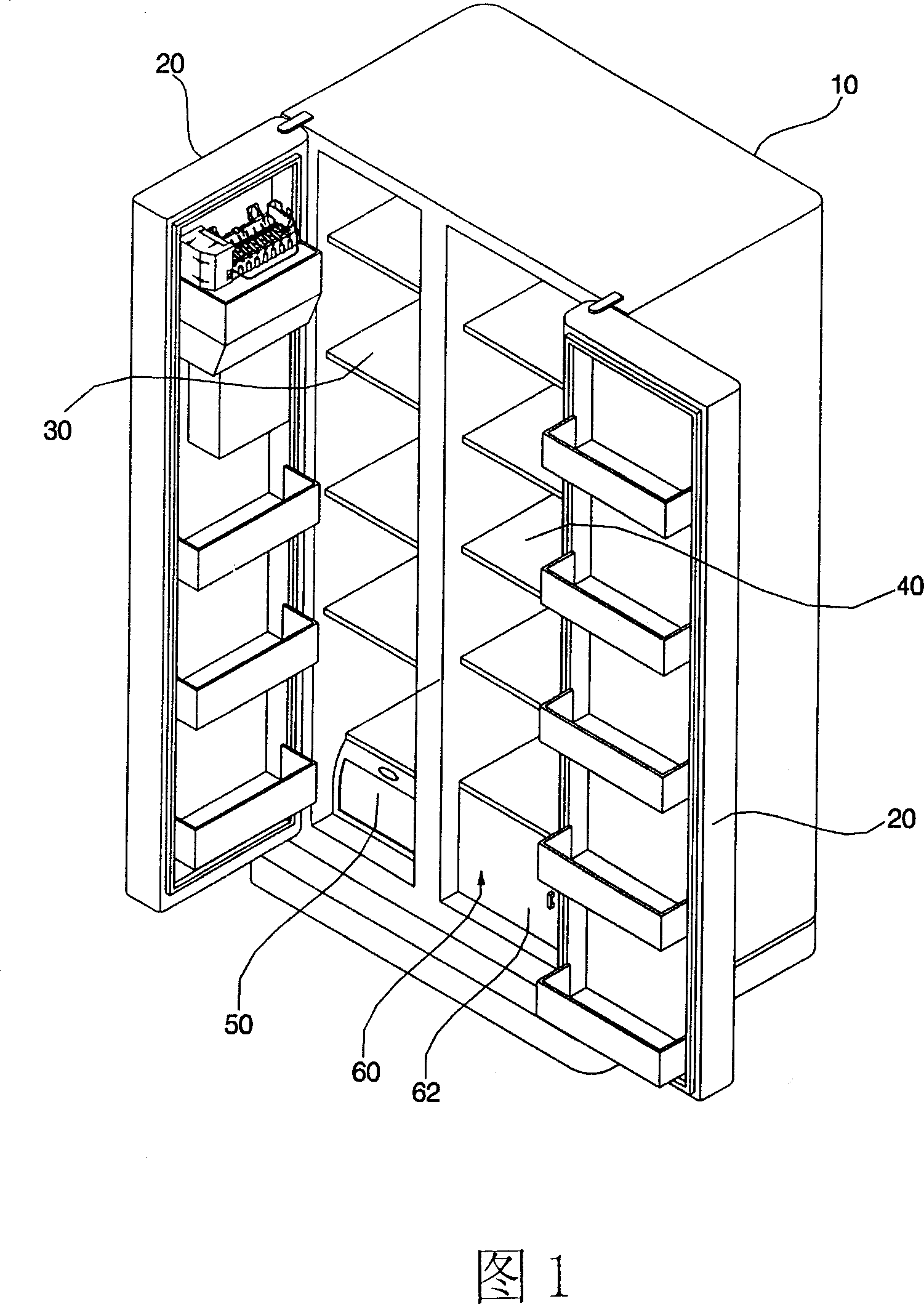 Thawing room combined parts and quick freezing chamber combined parts for refrigerator