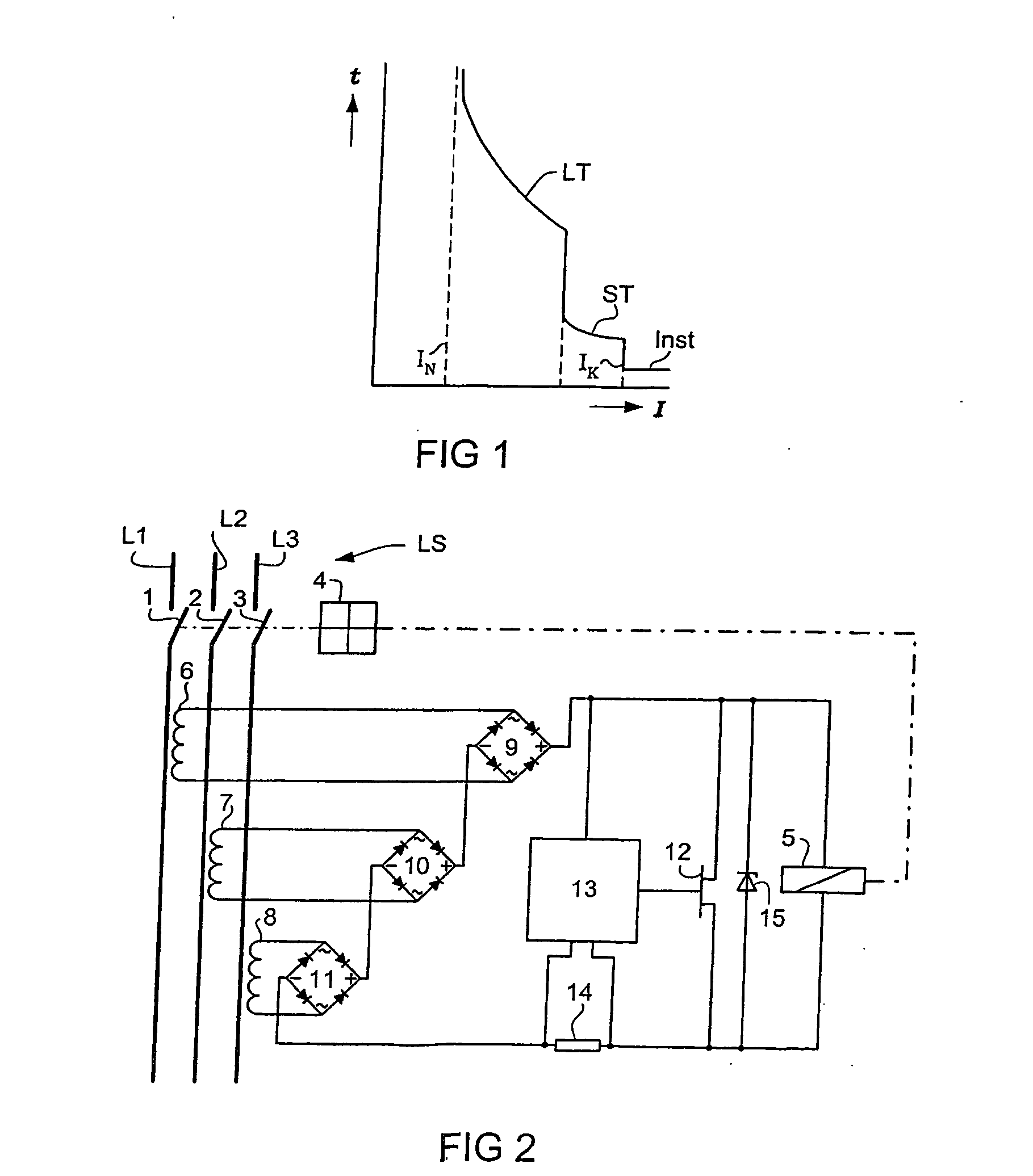 Analogue electronic trip device for an electrical power breaker responding to a short-circuit