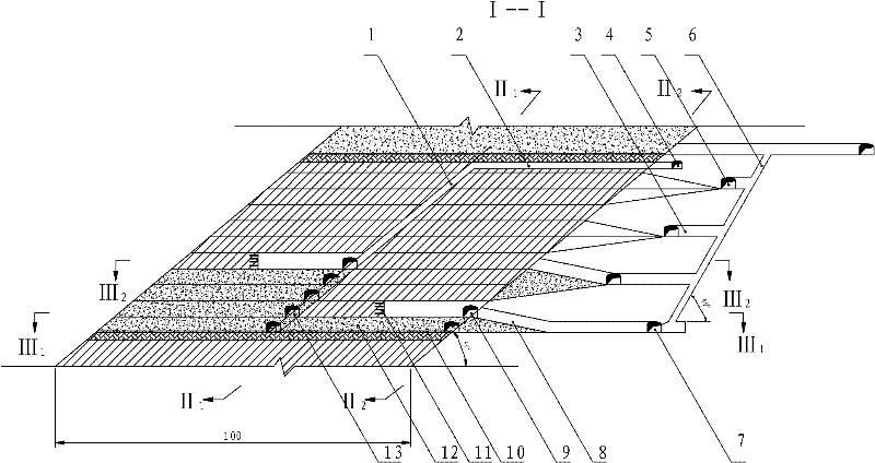 Stepped non-pillar continuous filling mining method for deep well super high large breaking ore body panel