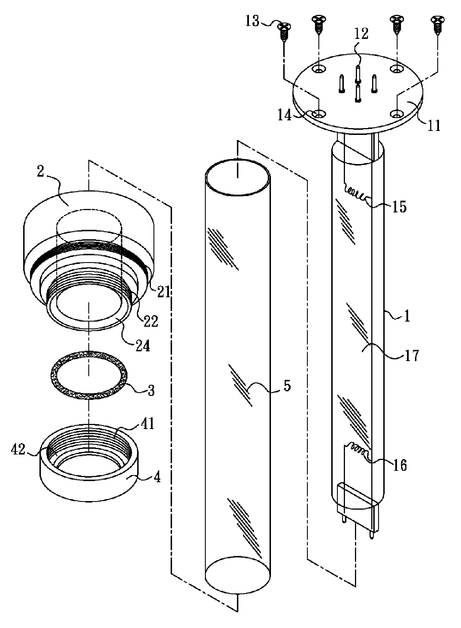 Ultraviolet lamp for water sterilization