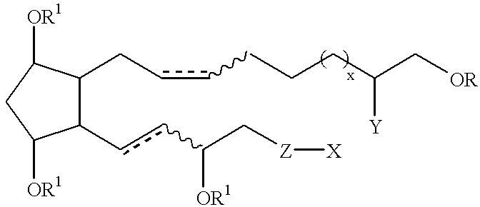 Cyclopentane 1-hydroxy alkyl or alkenyl-2-one or 2-hydroxy derivatives as therapeutic agents