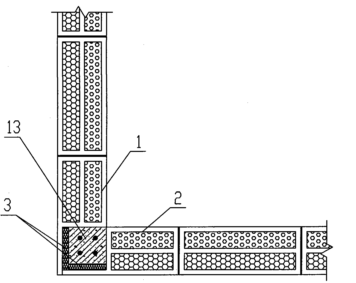 Novel corner constructional column with building block-concrete structure