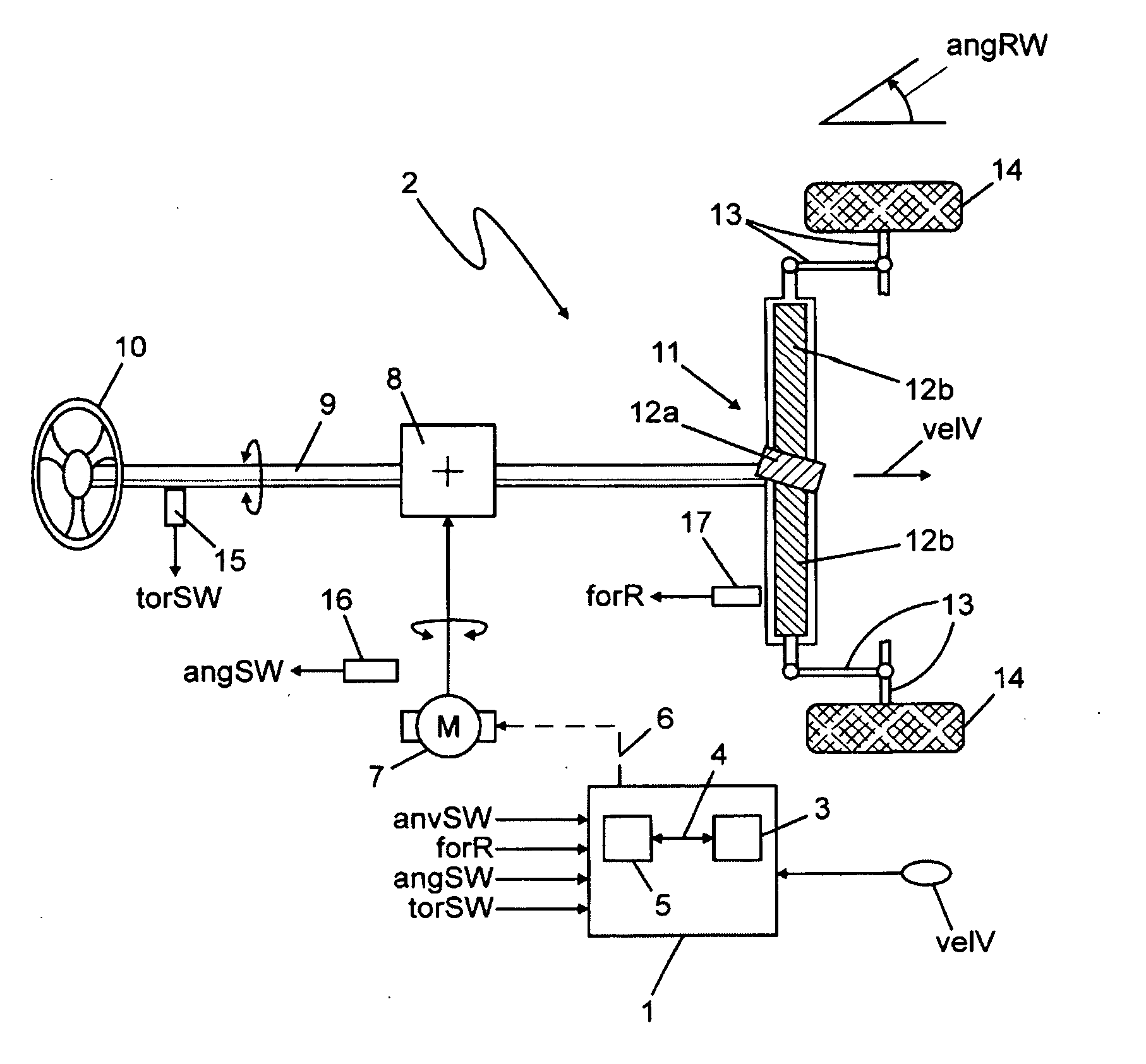 Method for determining a toothed rack force for a steering device in a vehicle