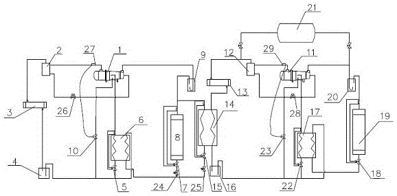 Cascaded water chilling unit for dual purposes of intermediate temperature and low temperature