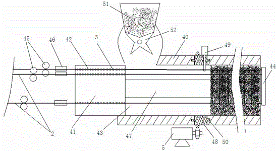 Plant fiber extruded product with internal weft ribs, extruder and production method