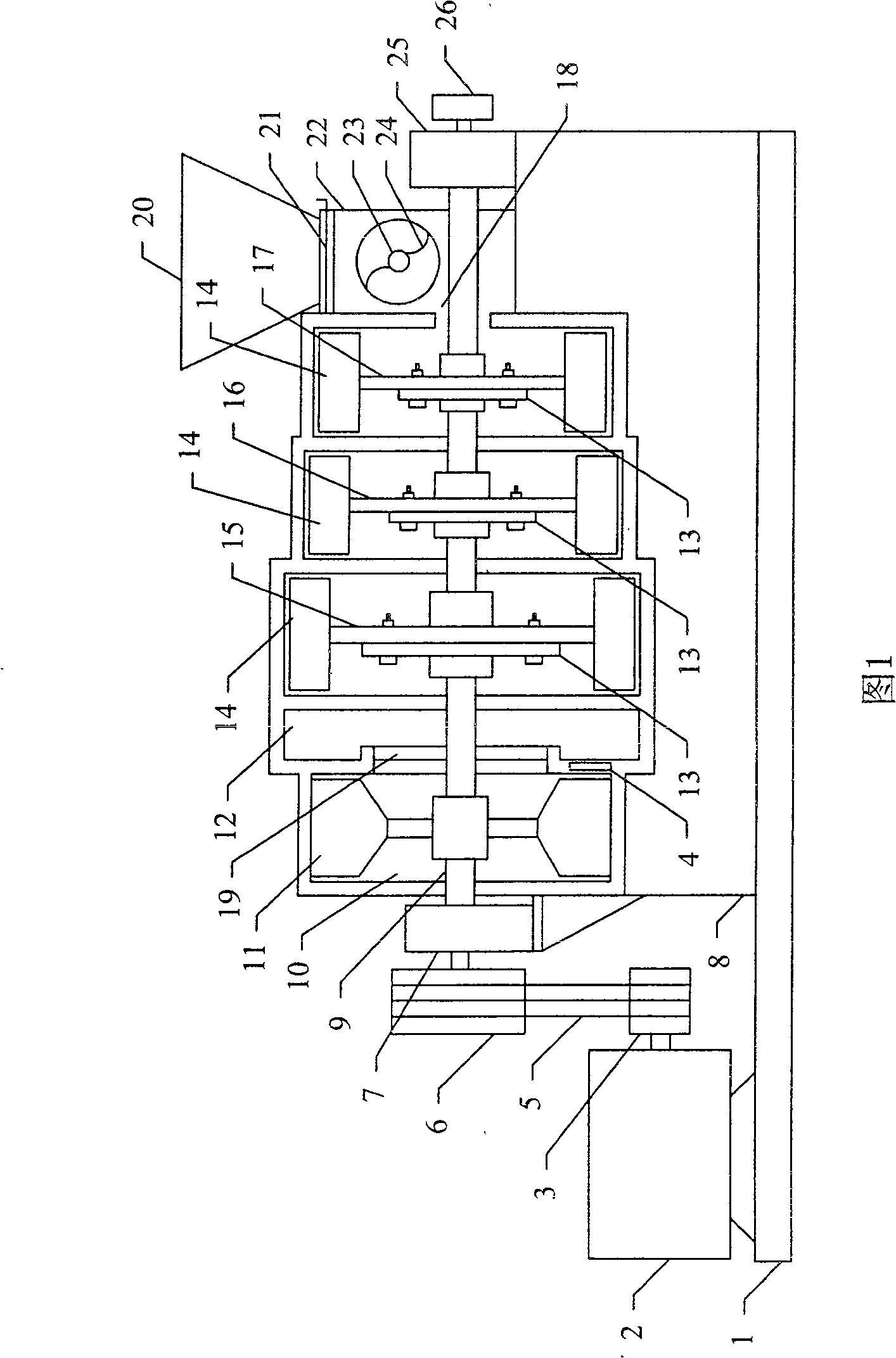 Centrifugal type composite coal-grinding and powder-spraying machine