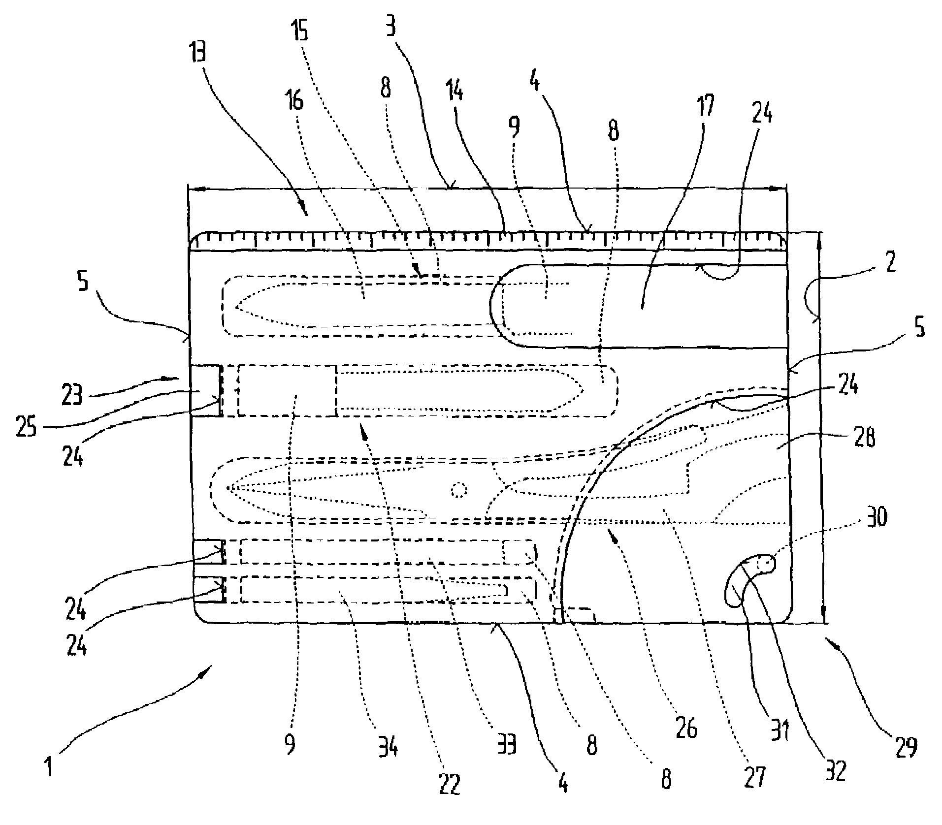 Card-shaped storage case for articles of daily use and/or consumer articles