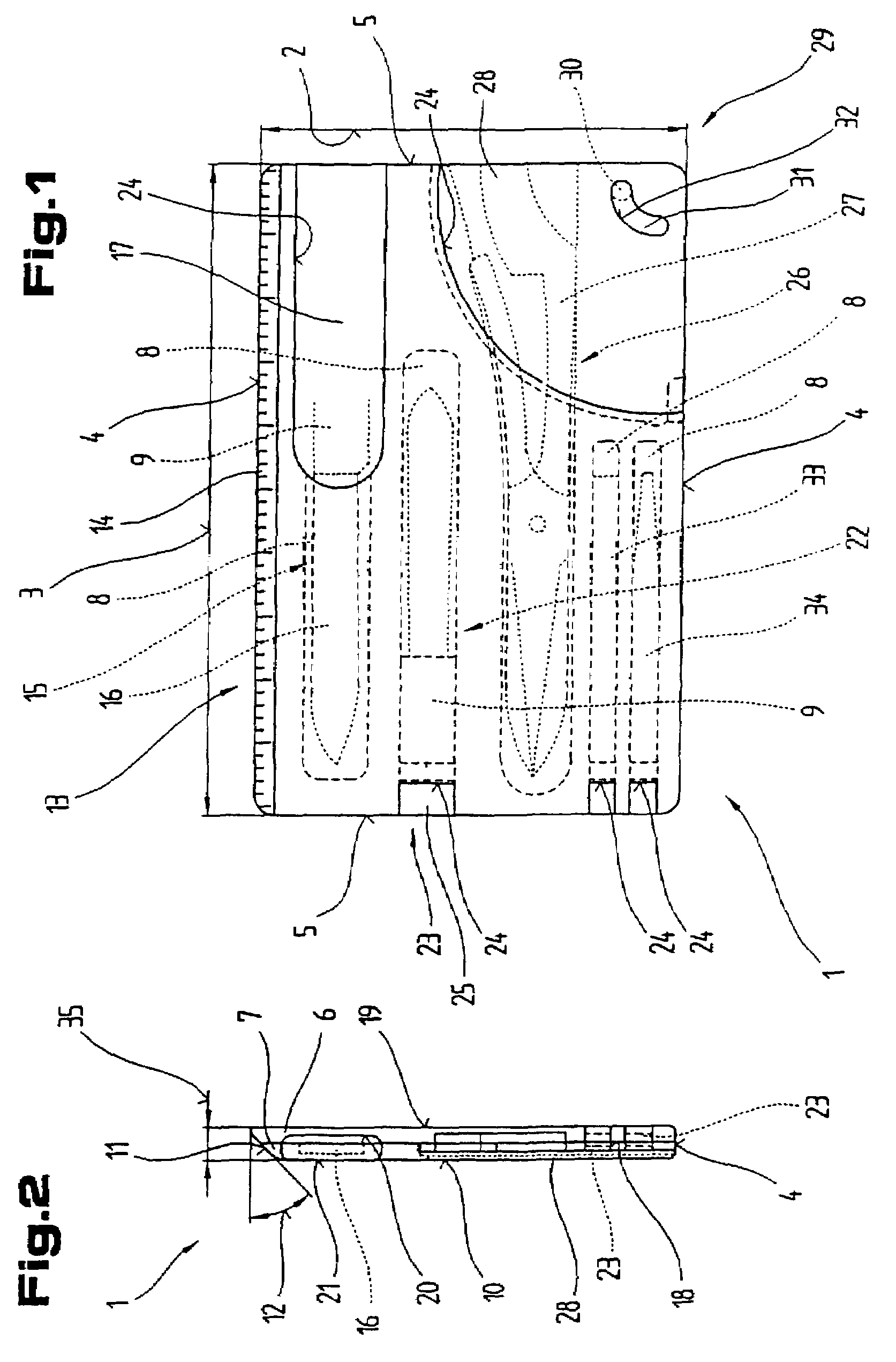 Card-shaped storage case for articles of daily use and/or consumer articles