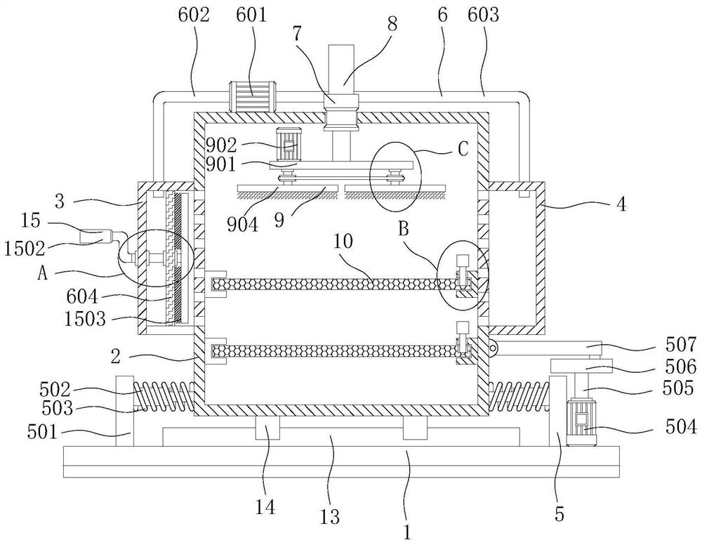 Rice screening device with dustproof function