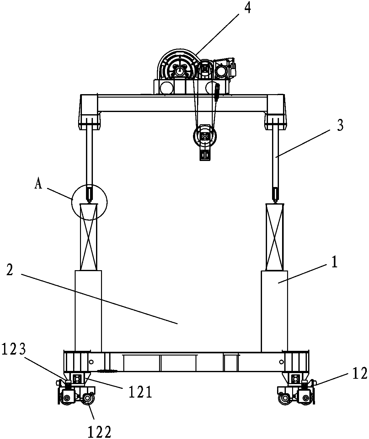 Large radial gate lifting equipment and lifting method thereof