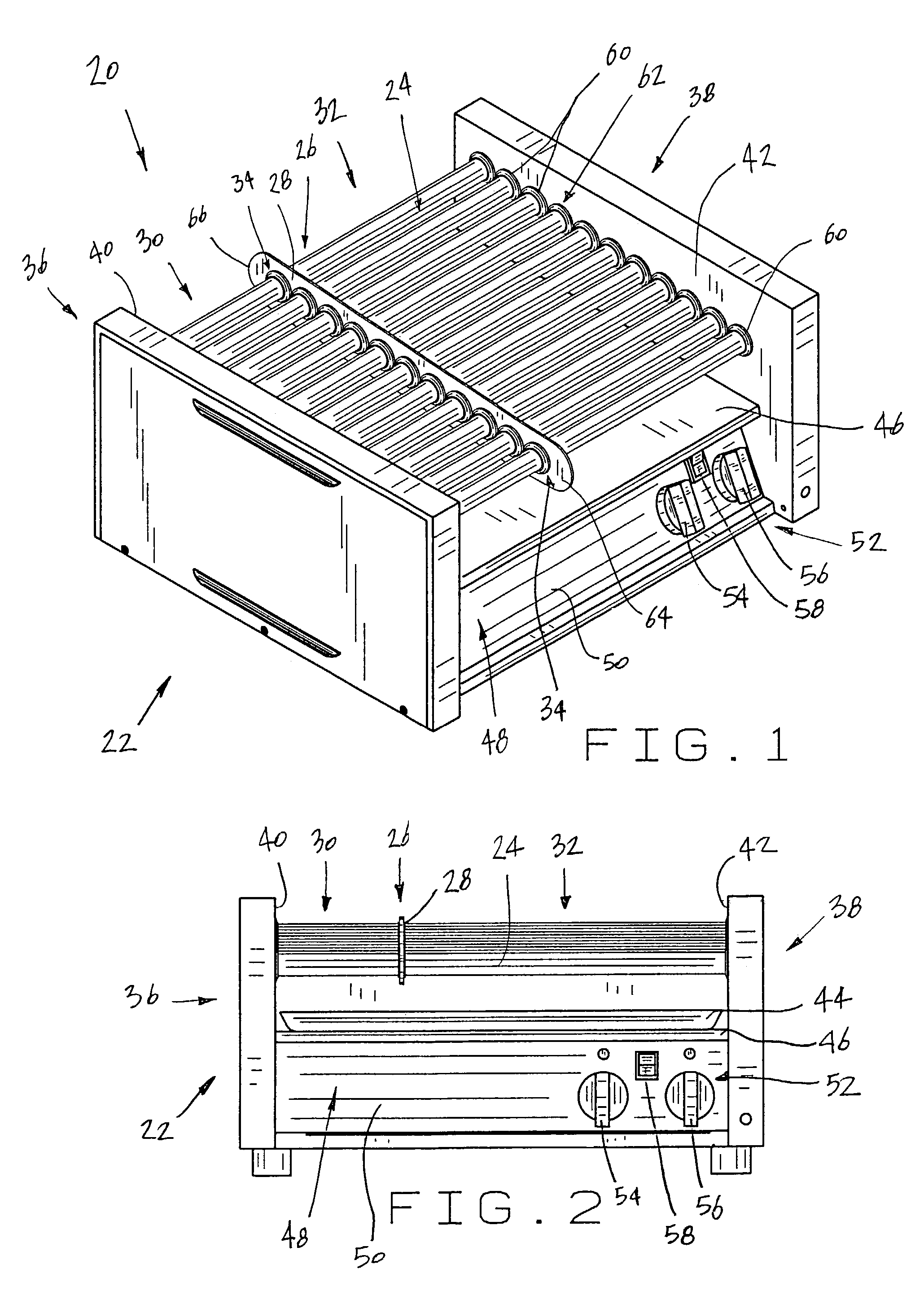 Section divider ensemble for roller grill for cooking human food