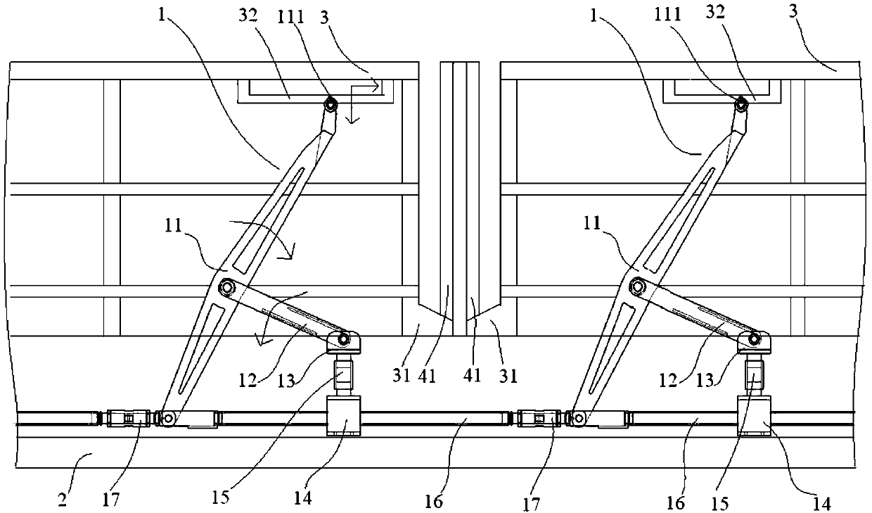 Guardrail height adjustment device for catenary maintenance vehicle penetrating platform