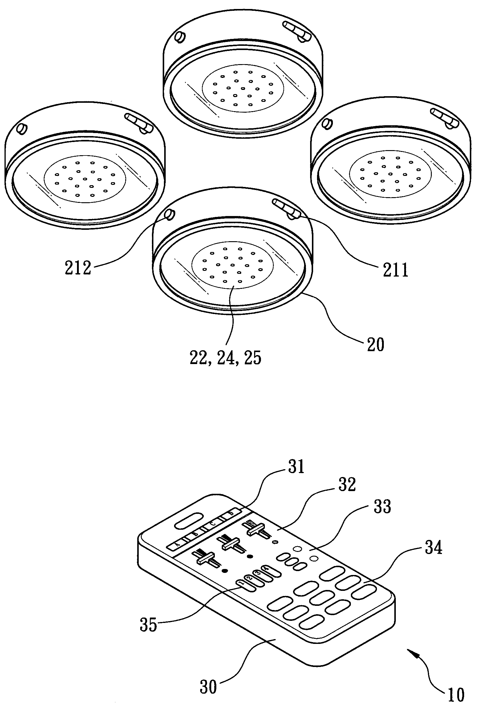 Dimmable lamp set with remotely group setting function