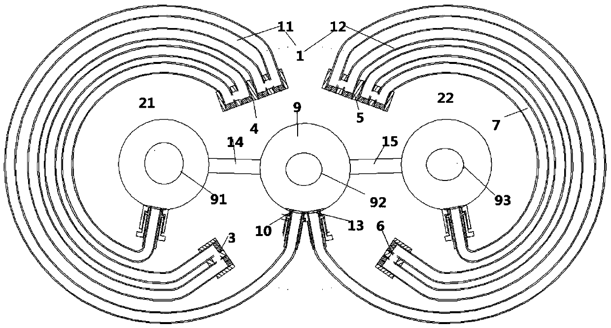 Heat exchanger achieving liquid level heat exchange control of four kinds of fluid