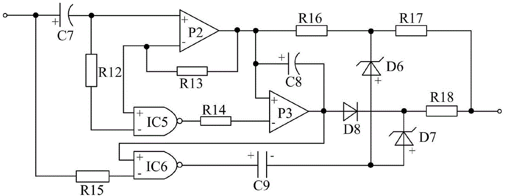 Combined protection type mixed triggering power source based on logic protection amplifying circuit