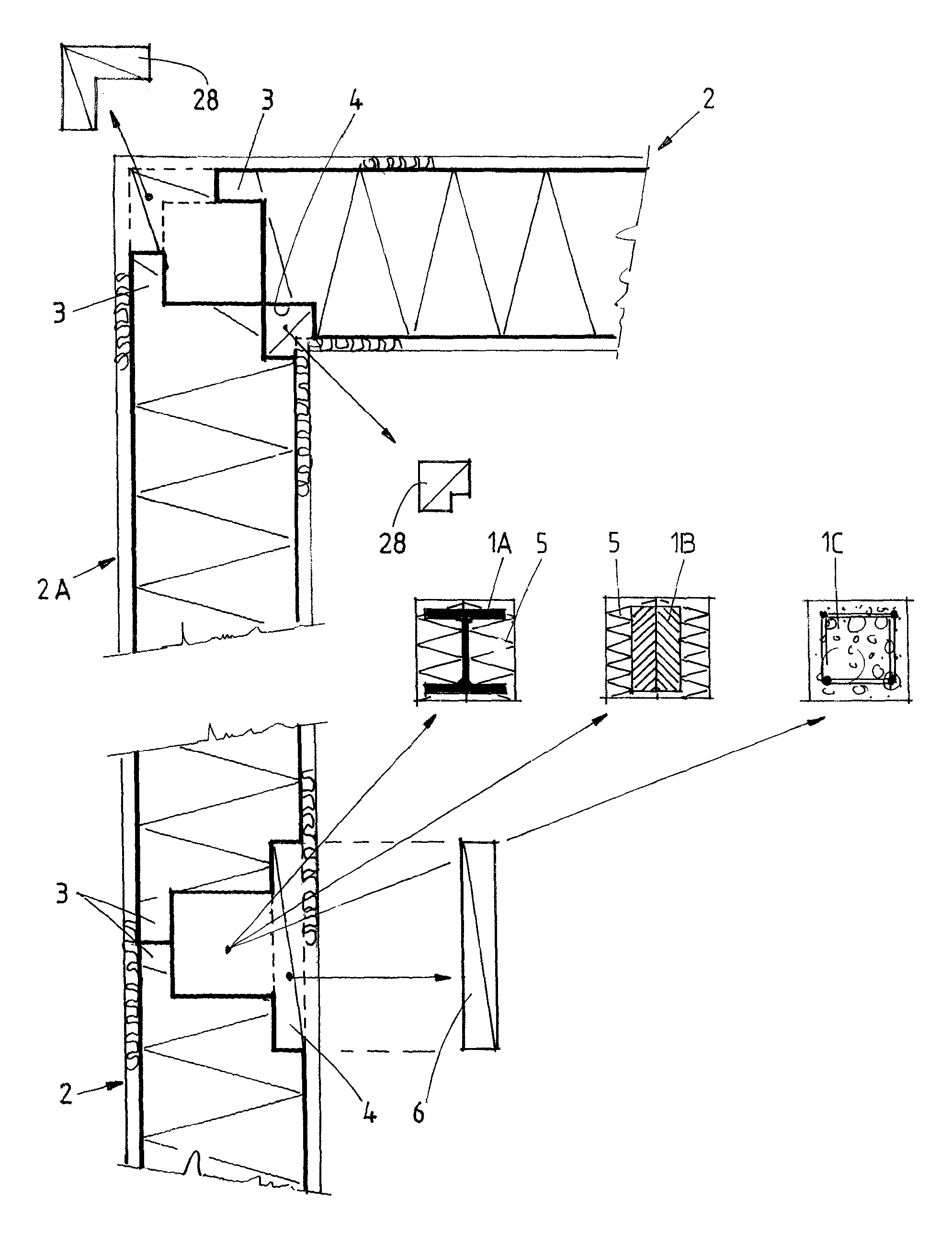 Method of constructing a building, such building, and wall and floor elements for use therein