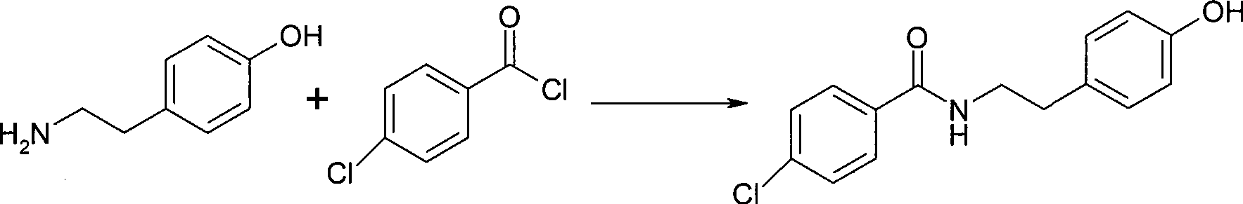 Chemical synthesis method of N-(4-chlorobenzoyl)-tyramine