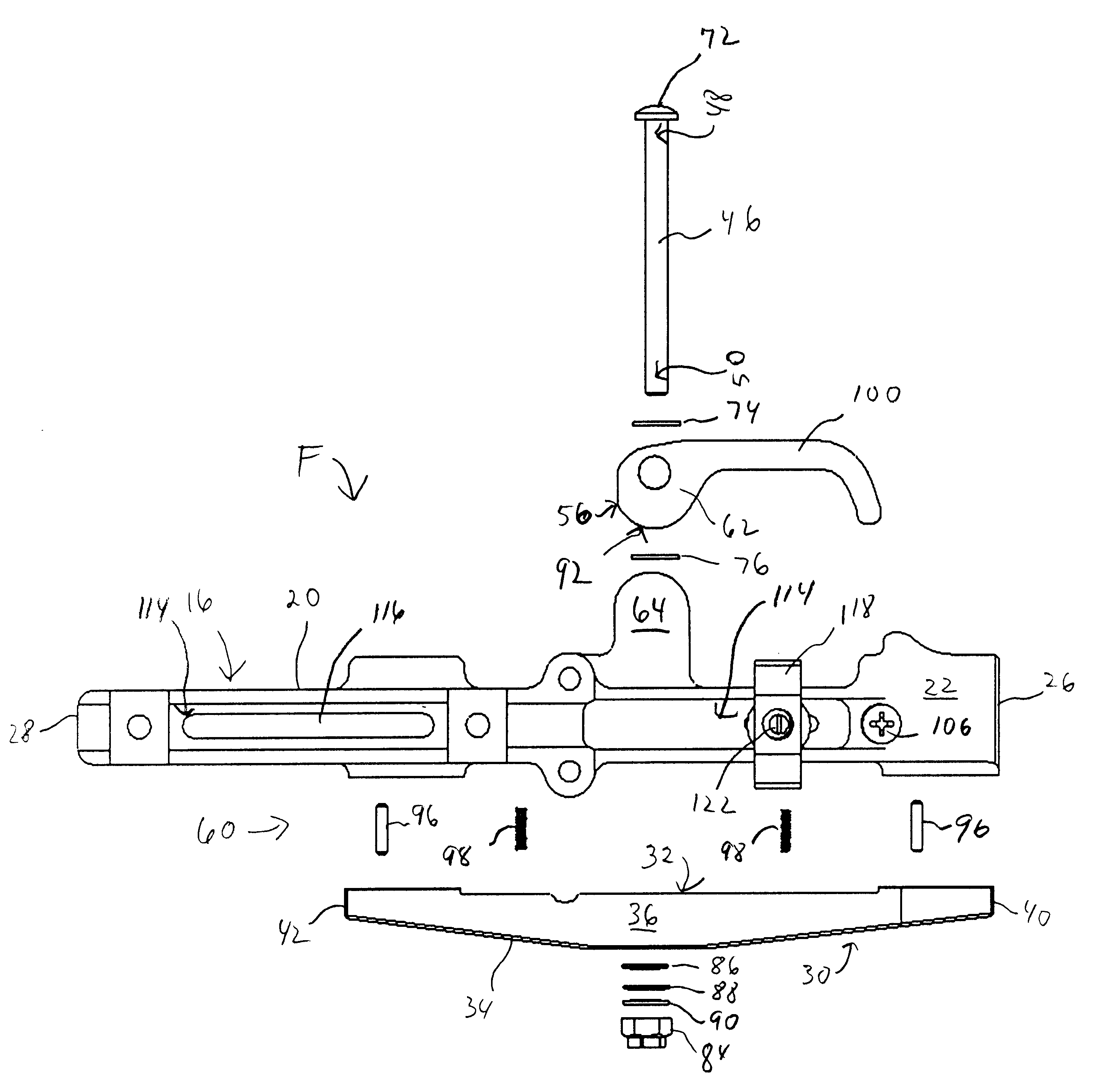 Single cam operated attachment device