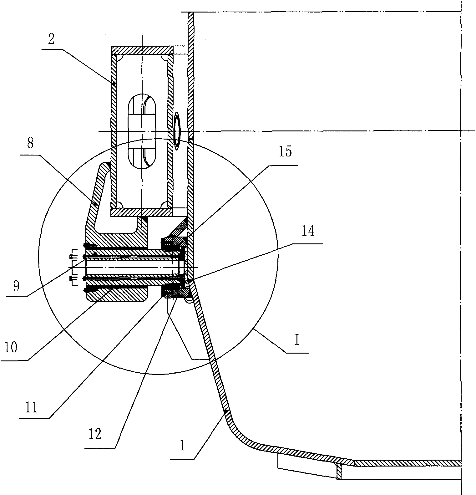 Spherical hinge disc suspension type connection device of converter ring and furnace shell