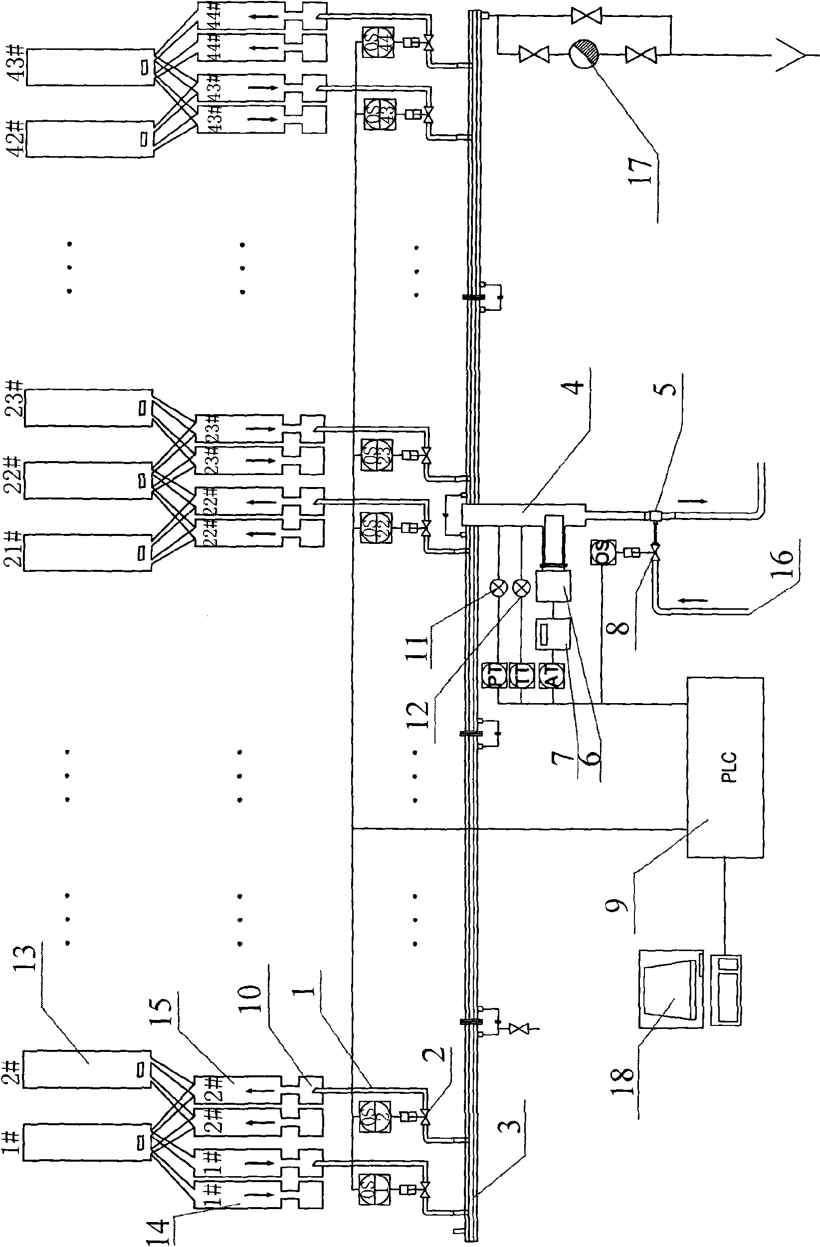 Method for detecting transverse oxygen content of burnt gas of coke oven and realizing device thereof