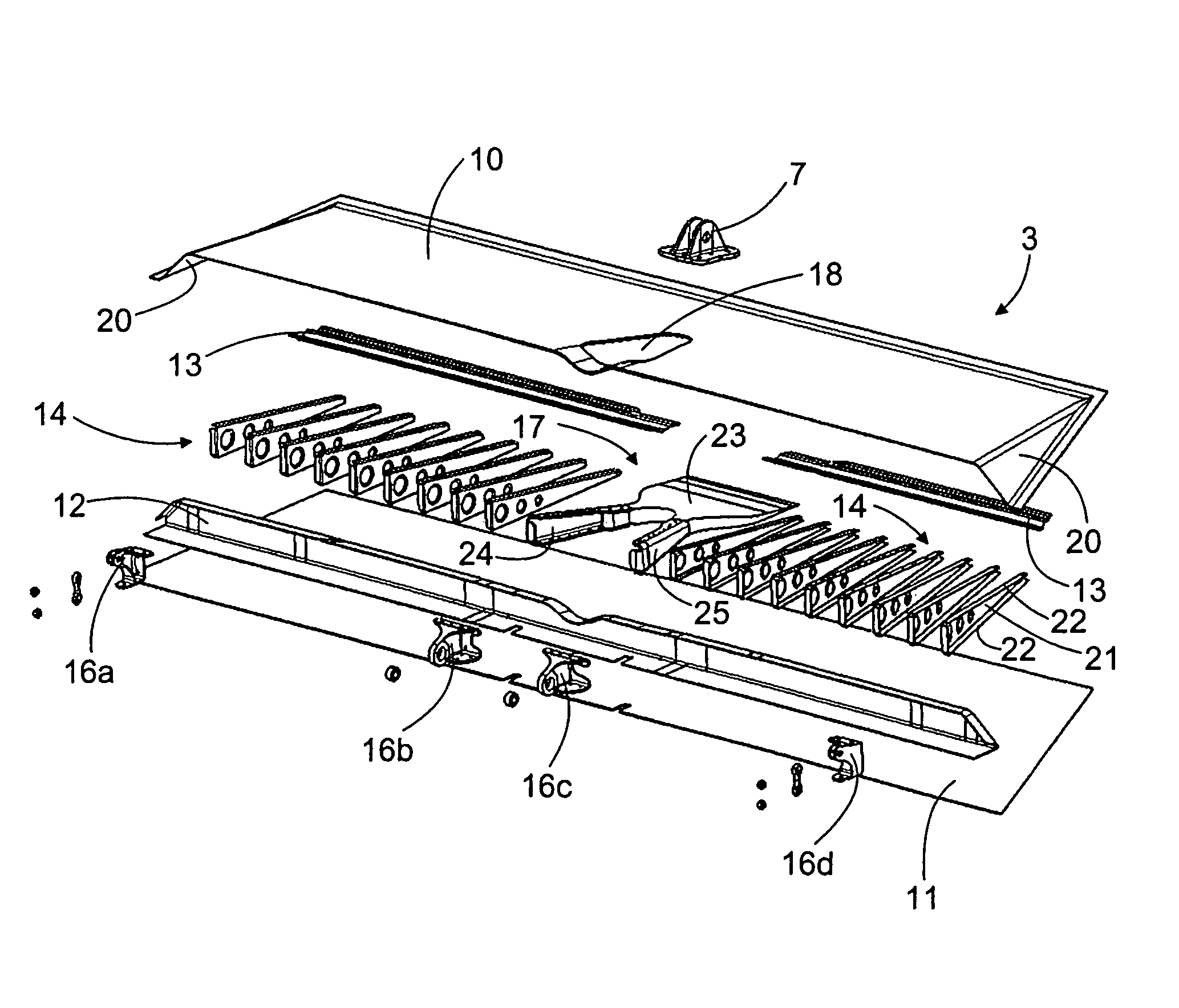 Pivoting panel for aircraft, and composite support piece