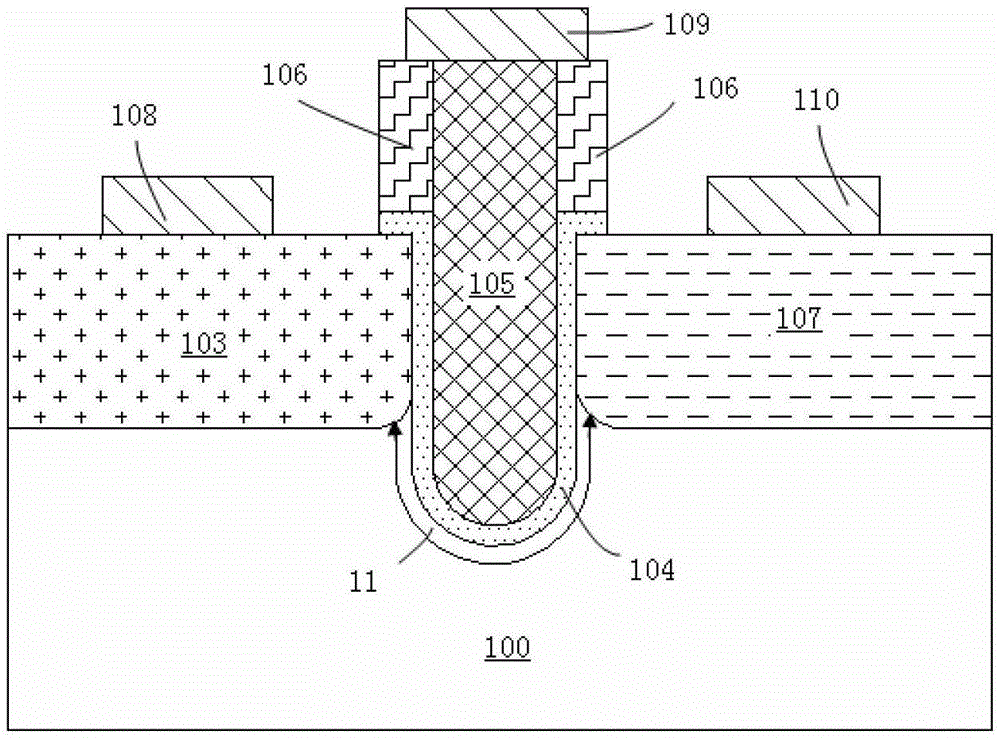 A U-type channel tunneling transistor with stacked structure and its preparation method