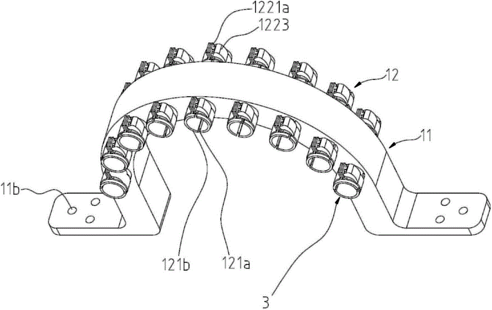 Fixing device and anti-vibration performance test device of lamp with fixing device