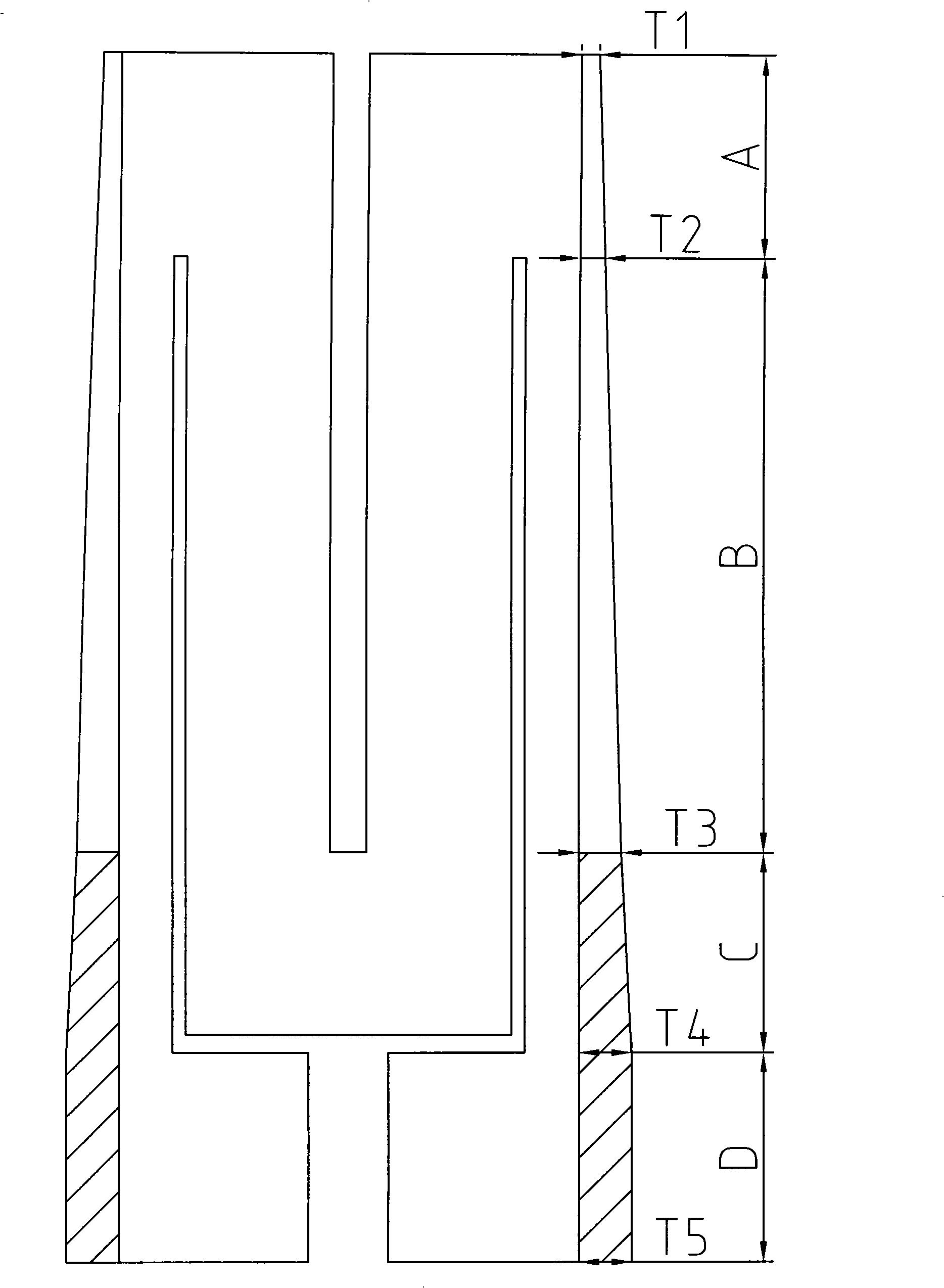 Gradient type temperature field heating element