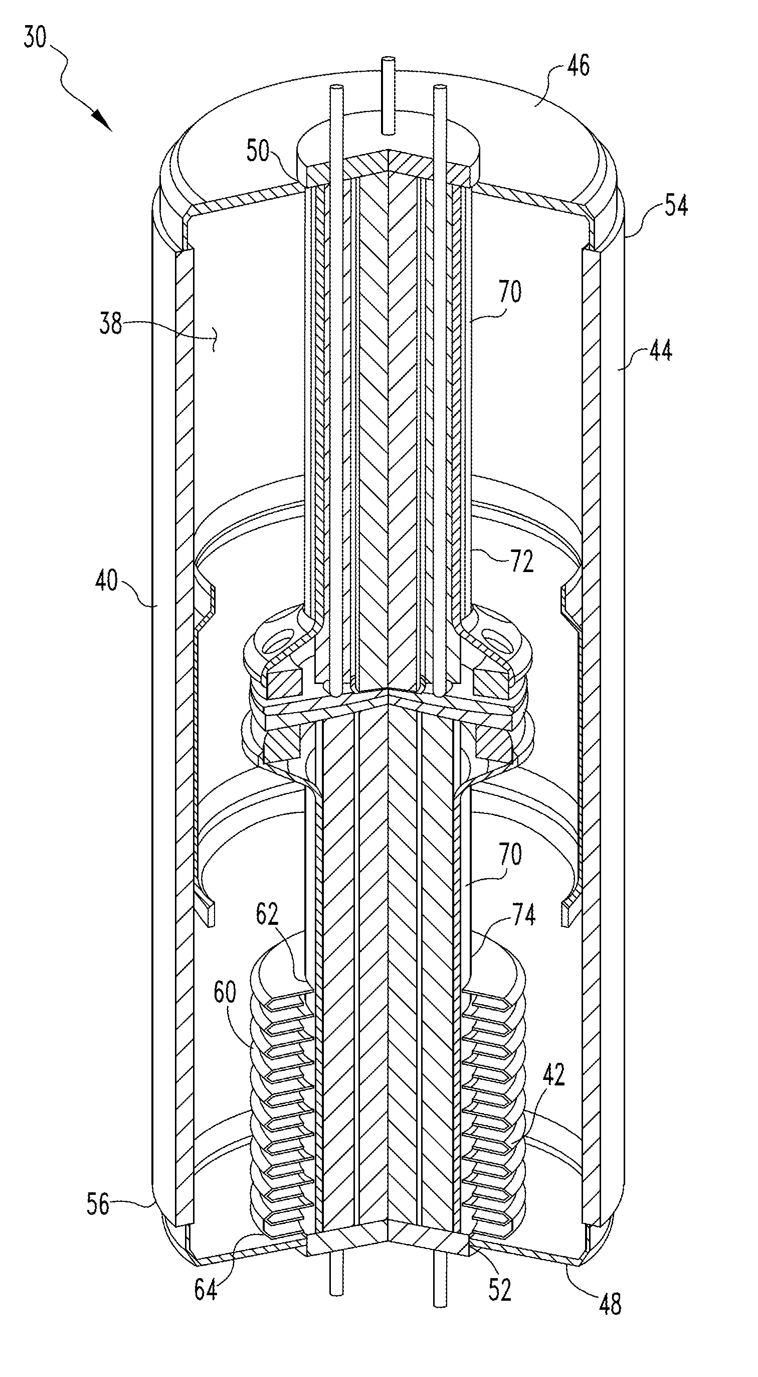 High current vacuum interrupter with sectional electrode and multi heat pipes