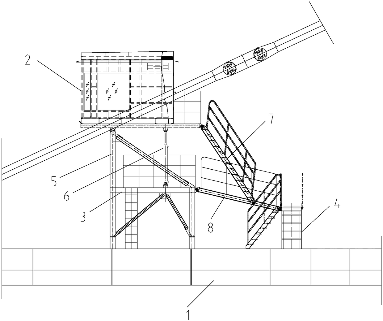 Tilt arm and reclaimer with operating room