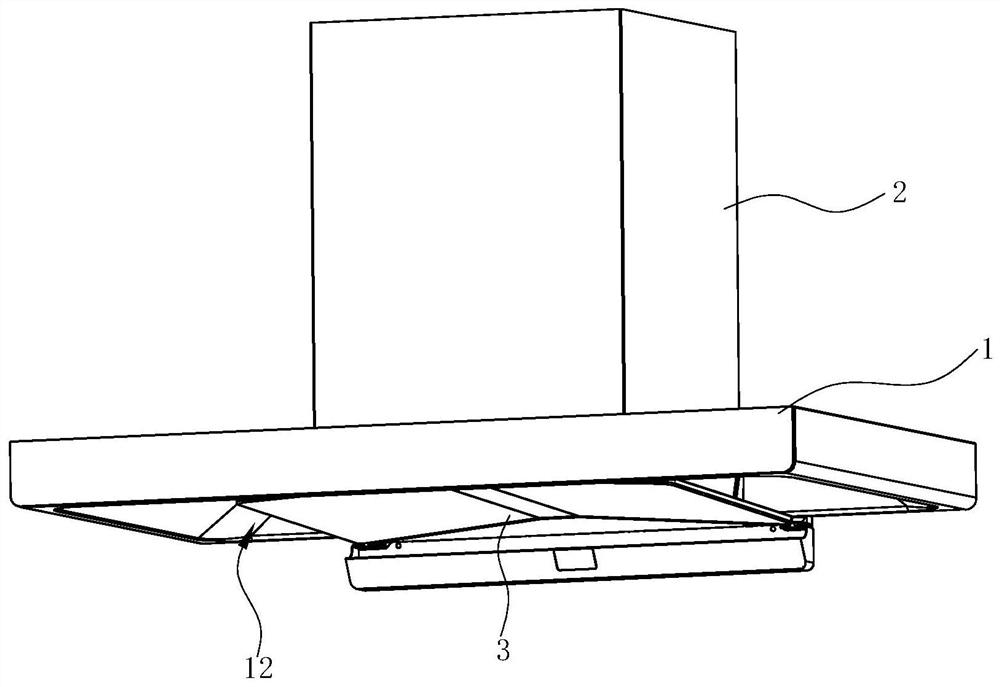 Installing device for smoke guiding plate and range hood using the installing device