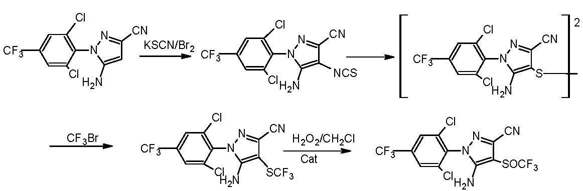 Synthesizing method for fipronil intermediates