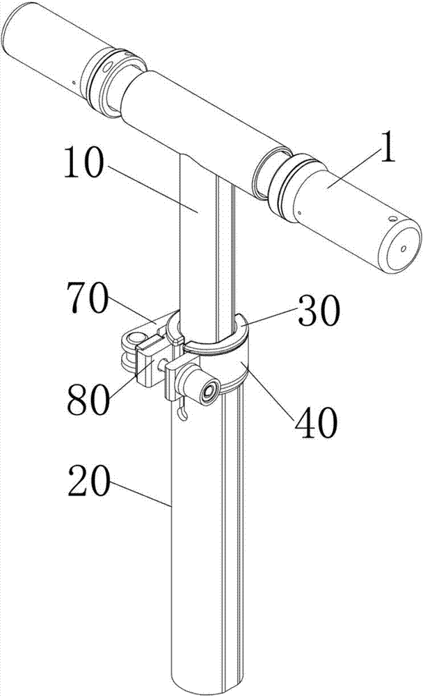 Steering handle and riding tool